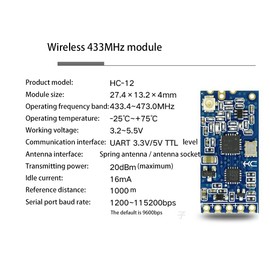 POOSR -12 433MHz SI4463 Wireless Serial Interface Module 1000M Replace Bluetooth HC12