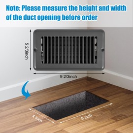 VIHOSE 20 Pcs RV Floor Vents Register 4 x 8 Inch with Magnetic Screen Cover Set Heavy Duty Steel Floor Vent Covers with Damper and Register PVC Mesh Filter for Mobile Home Floor(Dark Gray)