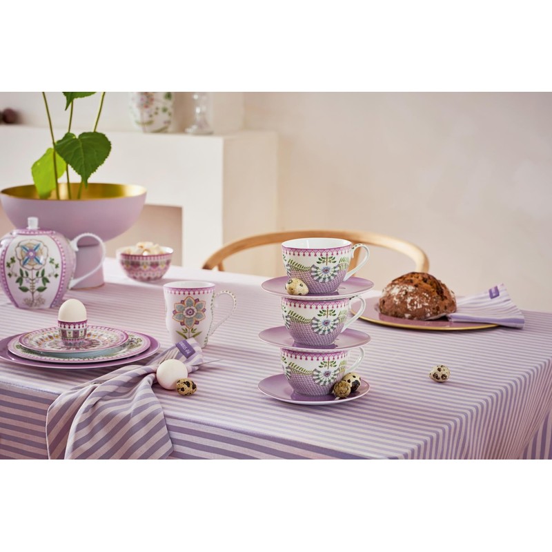 PIP STUDIO Lily&Lotus Tea Towel Stripes Purple 65 x 65