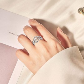 YL Mother and Daughter Ring 925 Sterling Silver Mother Ring Gifts for Mum Women (SizeO)