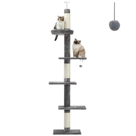 PETEPELA Cat Tree for Indoor Cats, 34.6" Small Cat Tower with Scratching Posts, 2 Condos, Scratching Ramp & Dangling Toys, Cat Play House for Kittens and Small Cats