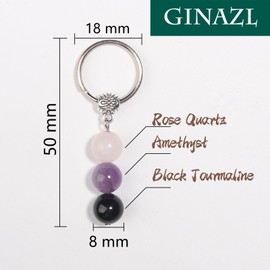 GINAZL Calming Gifts for Women, Natural Healing Crystals Keychain Stress Relief Gifts Health and Wellness Gifts for Women Christmas Valentines Day Gift for Women Friends Besite(CM)