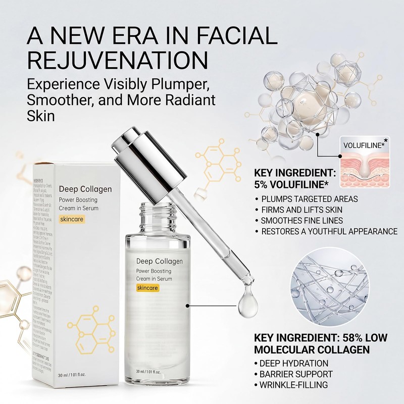 Bafiwu Deep Collagen Serum, Collagen Peptide Serum, Anti-Ageing Serum for