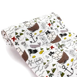 Ahoy Matey Pirates DBP Fabric - Double Brushed Polyester 4 Way Stretch - 1 yard