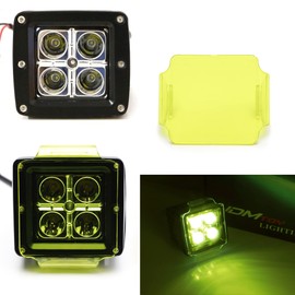 iJDMTOY LED Pod Light Fog Lamp Compatible With 2010-14 Ford SVT Raptor, Includes (4) 20W High Power Xenon White LED Cubes, (2) Amber Lens, Foglight Location Mounting Brackets & On/Off Switch Wiring