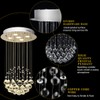Tangkula Modern K9 Crystal Raindrop Chandelier, Flush Mount LED Ceiling