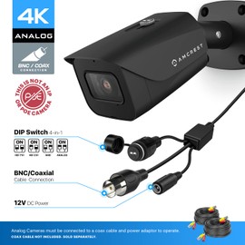 Amcrest 4K Analog Outdoor Security Camera, Bullet 4K (8MP) @15fps, CCTV-Coax-BNC, 130ft Night Vision, IP67 Metal, 110° Angle, Mic, White (Not an IP Camera) (DVR Required, Not Included) (AMC4KBC28-W)