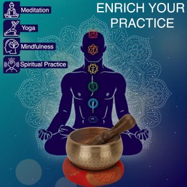 Marubhumi Tibetan Singing Bowl Set - Handcrafted Sound Bowl Meditation Set for Yoga Chakra Healing Mindfulness Spiritual Gifts (Unique 3.20 inch)