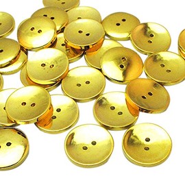 Chenkou Craft Gold Round Plastic Buttons 2 Holes Sewing Craft 25mm 30pcs