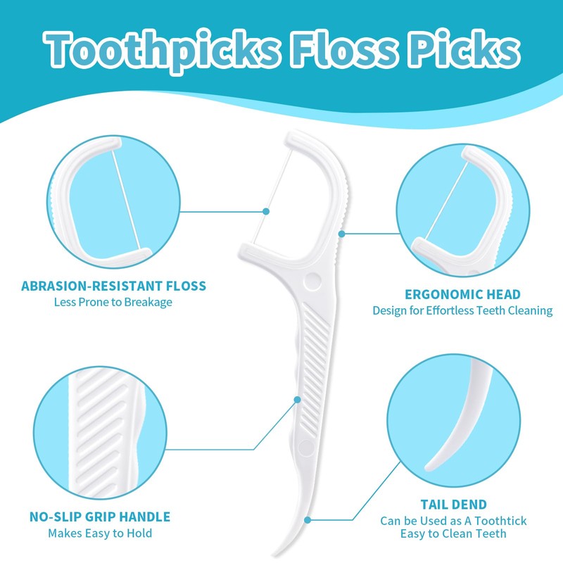 Kingbzis 600 Count Dental Floss Picks – Non-Slip Grip Handle,Non-Breakable