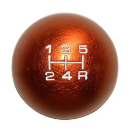 VMS RACING 10x1.5mm Thread 5 Speed Round Shift Knob in Orange Billet Aluminum for Honda Civic EX LX 06 07 08 09 10 2006 2007 2008 2009 2010 Threaded (NO adapters) JDM Gear Shifter Selector Ball