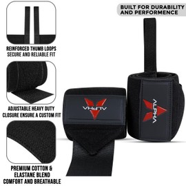 AlphaSports Wrist Wraps for Weightlifting Provide Strong Wrist Support, 18” Premium Quality Wrist Wraps for Gym Exercise, Adjustable, and Perfect for Powerlifting, Bodybuilding, and Crossfit (Black)