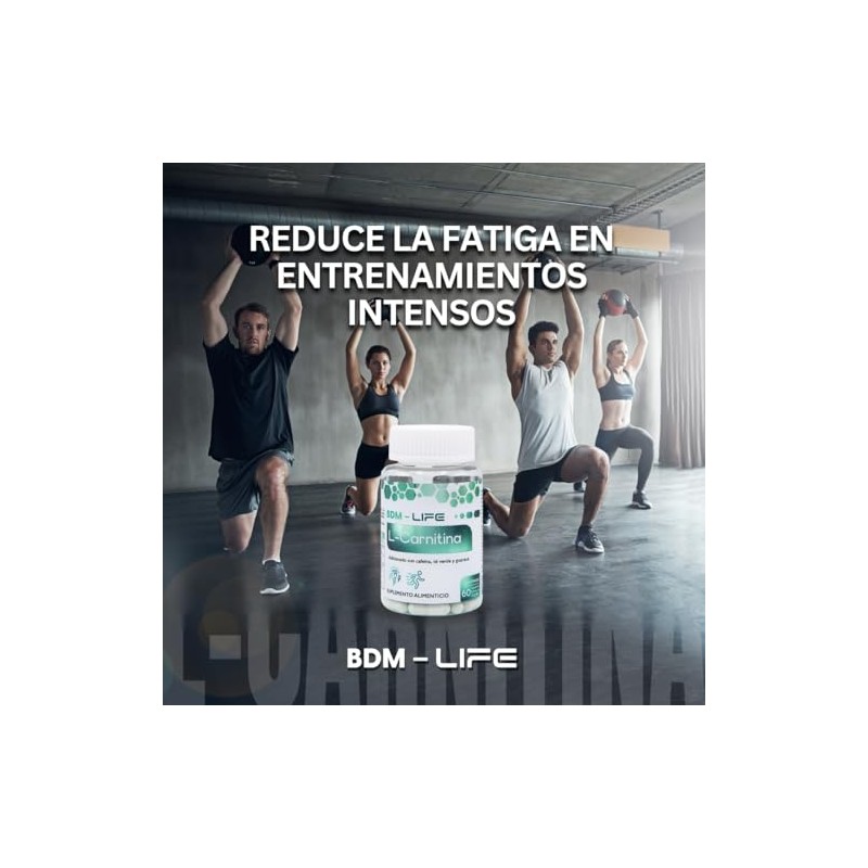 BDM-LIFE L-Carnitina con Cafeína, Té Verde y Guaraná, Energía y