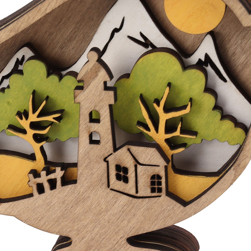 Wooden Bird Statues with Light 3D Hollow Hand Carved Birds