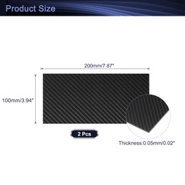 sourcing map 2 Pcs 3K Carbon Fiber Plate Panel Sheets, 200 x 100 x 0.5mm Carbon Fiber Board Plate Flexible for RC Aircraft, Model Car, Auto Parts (Twill Matte)