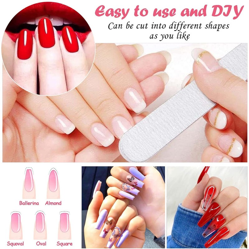 100 x Natural Look False Nail Tips 10 Sizes Matte