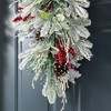 Glitzhome 28 Inch Flocked Christmas Teardrop Wreath with Pinecones and