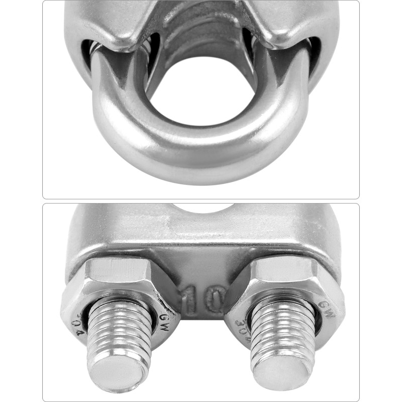 QWORK 3/8" Wire Rope Clamp Clip M10, 10 Pack Large