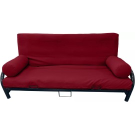 Danfuton 3 PCS Full Size Futon Mattress Cover, Bolsters, Slipcover, Encasement Red