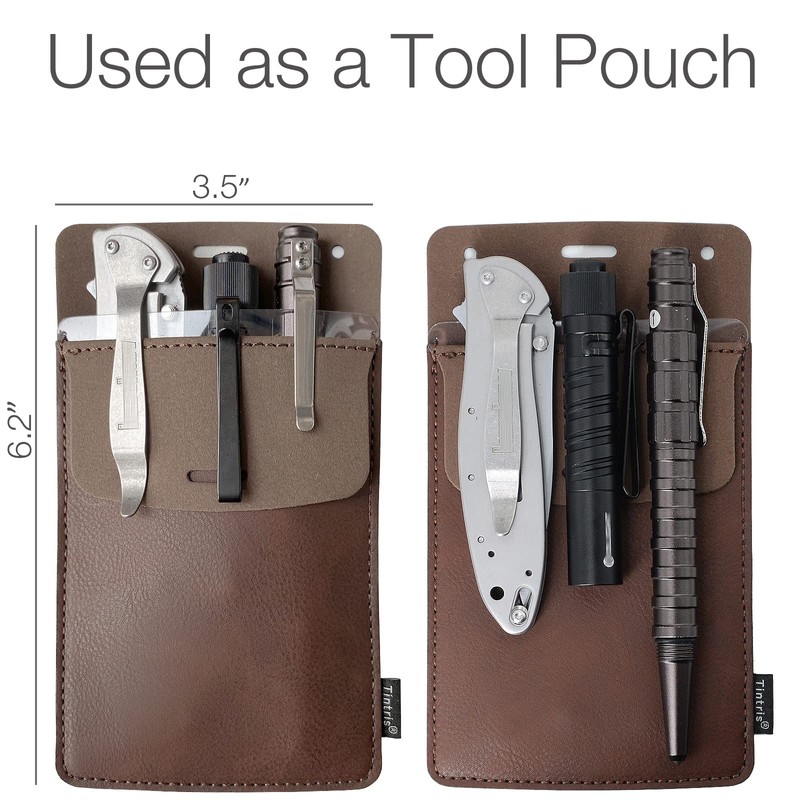Tintris Pocket Protector, 3 Pack Leather Pen Pencil Holder Pouch