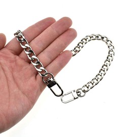 HAHIYO Purse Chain Strap Length 15.7 inches Bright Silver for Shoulder Cross Body Sling Purse Handbag Clutch Replacement Strap Comfortable Flat 0.4” Wide Enough 2.4mm Extra Thick Metal Strap 1 Pack