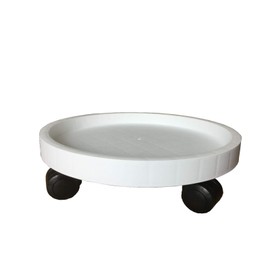 WanderingDonkey 12.6 Inch Heavy Duty Plant Caddie with Wheels,Rolling Plant Stand Pot Trolley,Wheeled Planter Saucer Tray,Potted Flower Mover Dolly with Casters Round Coaster for Indoor outdoor,White