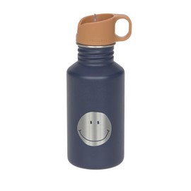 LÄSSIG Little Gang Smile Stainless Steel Water Bottle, BPA-Free, 500 ml, Children's Nursery, Leak-Proof with Sports Drinking Cap, Stainless Steel, Navy