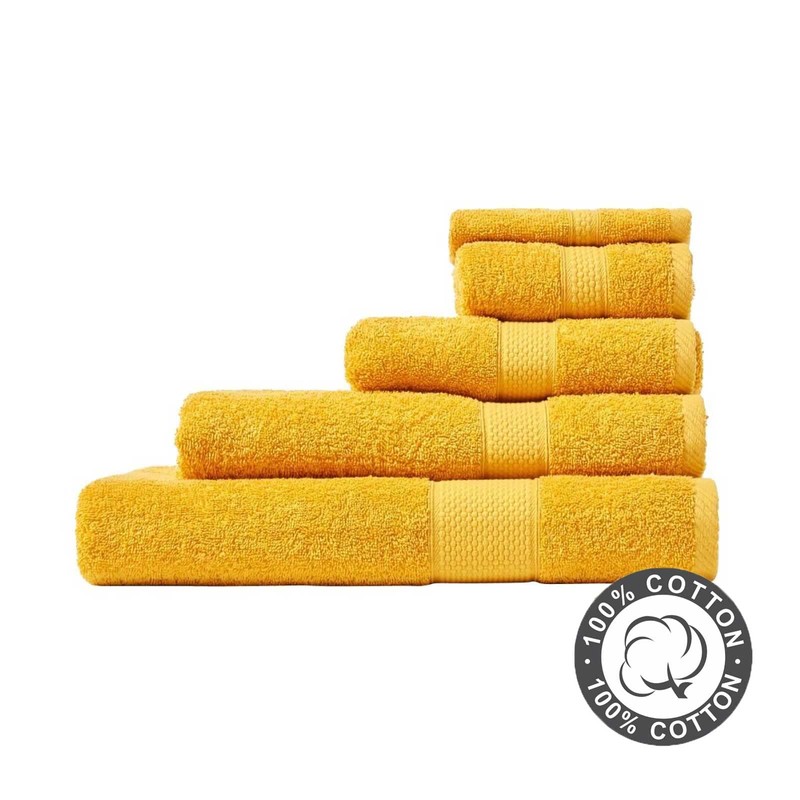 HOMESCAPES Ochre Yellow Turkish Cotton Hand Towel Super Soft Thick