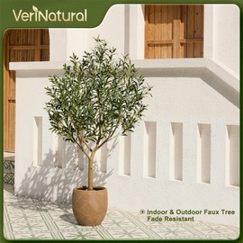 VeriNatural Artificial Olive Tree 6FT - Large Fake Olive Trees Indoor with 1676 Silk Leaves, Outdoor Potted Faux Plant with UV Resistant for Living Room,Office,Patio, Home Decor,VN157