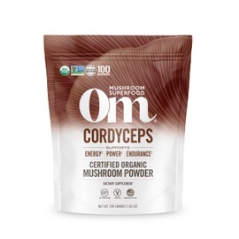 Om Mushroom Superfood Cordyceps - Polvo de hongo orgánico, bolsa de 7.5 onzas, 100 porciones, energía, potencia, resistencia y soporte de resistencia 