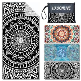 HAOONLIVE Beach Towel Quick Dry 71" x 35" Pool Towels with Travel Bag,Oversized Travel Towel Lightweight Compact Beach Towel, Large Sand Free Beach Towels (Malecon)