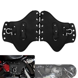 HCmotorku Universal Leather Side Saddle Heat Shield Deflector Fits for Harley Sportster Dyna Softail Touring Yamaha Honda Suzuki Kawasaki (Black)