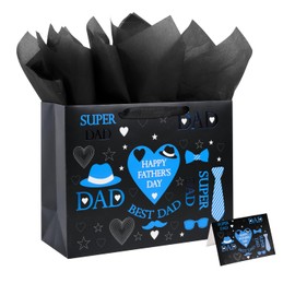 ysmile Large Gift Bag with Wrapping Tissue for Father Day 12.6" - Best Dad