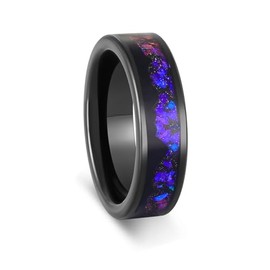 Oaineyia Silver Black Tungsten Ring, Matching 8/4mm Wedding Band for Man Woman, Anniversary Birthday Christmas Gift, Epoxy, No Gemstone