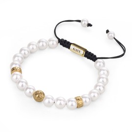 GAVU Men's Pearl Bracelet with Shell Beads and Compass Pendant Lucky Bracelet for Men, Shell pearl, Pearl
