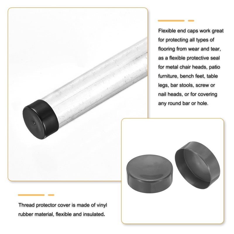 sourcing map 4pcs Rubber End Caps 160mm(6.3 inch) ID Vinyl