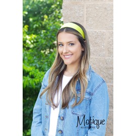 Yellow 2 Inch Wide Satin Hard Headband with No Teeth (Motique Accessories)