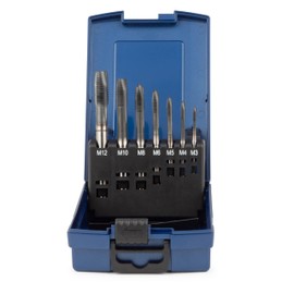 GSR HSSE-ALCrO Silver Tap Set, 7 Pieces, DIN 2184-1 (DIN 371/376), Form B, Metric M3-M12 in Sturdy Cassette, Machine Tap Set Professional