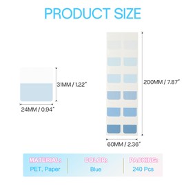 PATIKIL Clear Index Sticky Tabs, 240 Pcs Medium Transparent Sticky Notes Bookmarks Planner Stickers Page Tabs for Office Notebooks File Folder Ledger Book, Gradient Blue