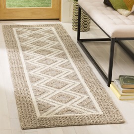 Safavieh Vermont Collection VRM212B Handmade Premium Wool & Cotton Runner, 2'3" x 8' , Beige / Ivory