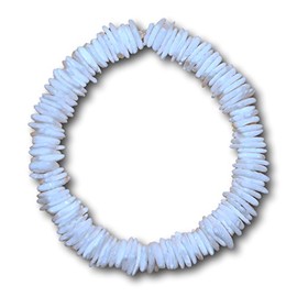 Native Treasure 8" Mens and Womens Polished White Rose Clam Chips Ark Shell Stretch Bracelet From the Philippines (8, Inches)