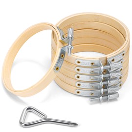 Caydo 6 Pieces 4 Inch Embroidery Hoop with Metal Screw, Small Embroidery Hoops Set, Adjustable Bamboo Cross Stitch Hoop Ring for Art Craft Sewing, Home Ornaments
