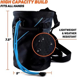 Chalk Bag for Rock Climbing - Quick-Clip Belt, Large Zippered Pockets & Brush Holder - Weight Lifting, Gym, Bouldering, Disc Golf, Wall, Rock Climbing Chalk Bag - Rock Climbing Gifts Gear Accessories