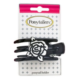 Mia Ponytailers Ponytail Holder Model No. 00950 - Black with White Rose