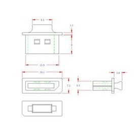 Techno Baines DSPCAPK-B1-6 Display Port Connector Caps (Black) 6pcs/Pack
