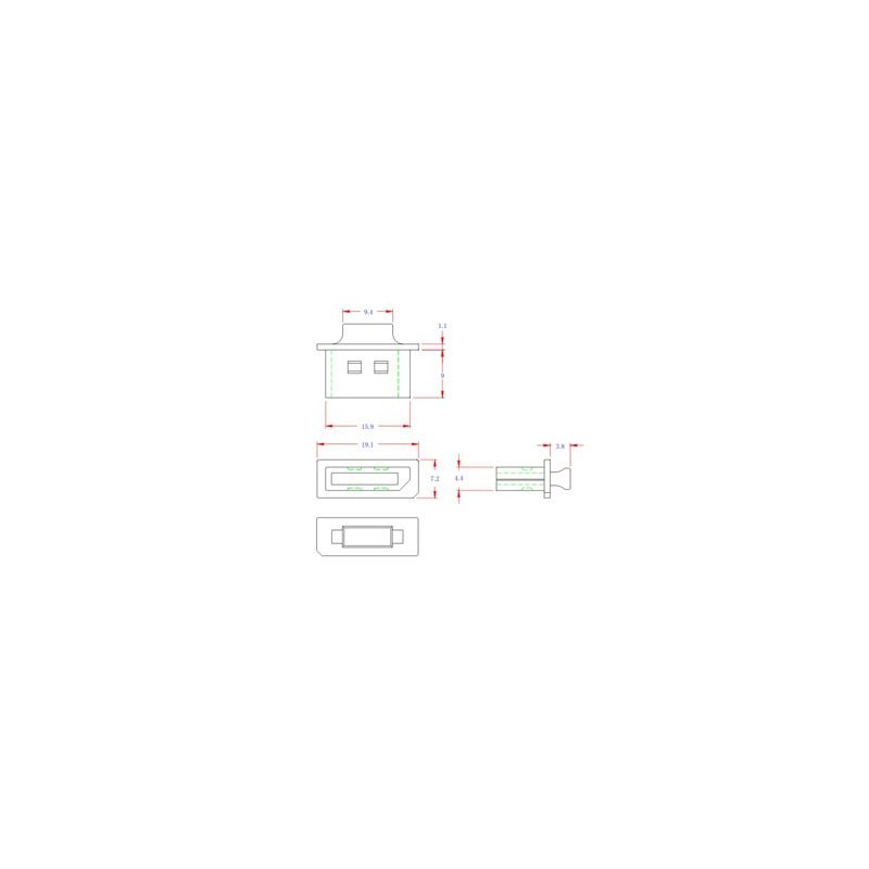 Techno Baines DSPCAPK-B1-6 Display Port Connector Caps (Black) 6pcs/Pack