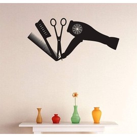 Home Find Salon Wall Decals Beauty Salon Wall Sticker Hairdresser Hair Stylist Mural Peel and Stick Removable Vinyl Modern Arts Barber Shop Salon Decor 22 inches x 11 inches