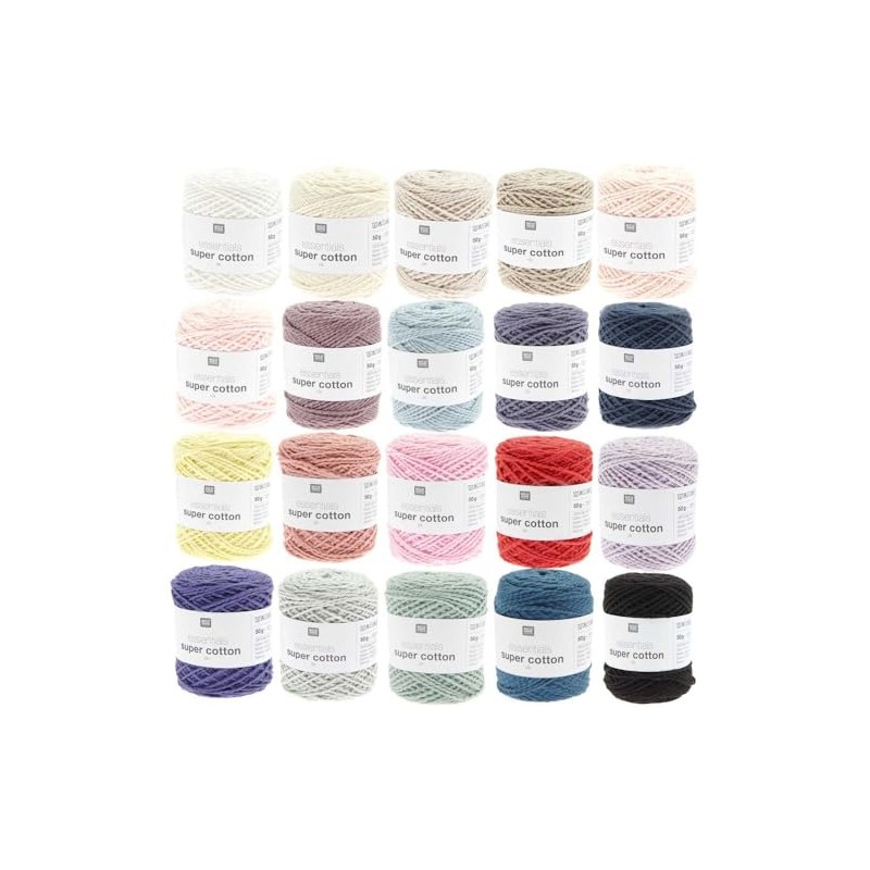 Essentials Super Cotton DK Knitting or Crochet Yarn Rico Design