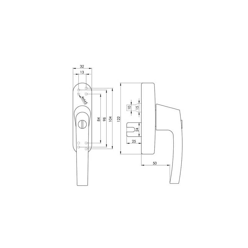 WindowParts WP Original Tilt and Turn Forked/Spaded Aluminium Universal Window