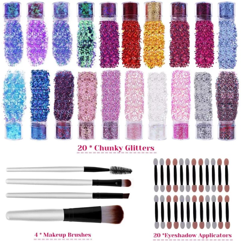 Chunky Brillo Holográfico Cosmético Grueso 200g 20 Colores
